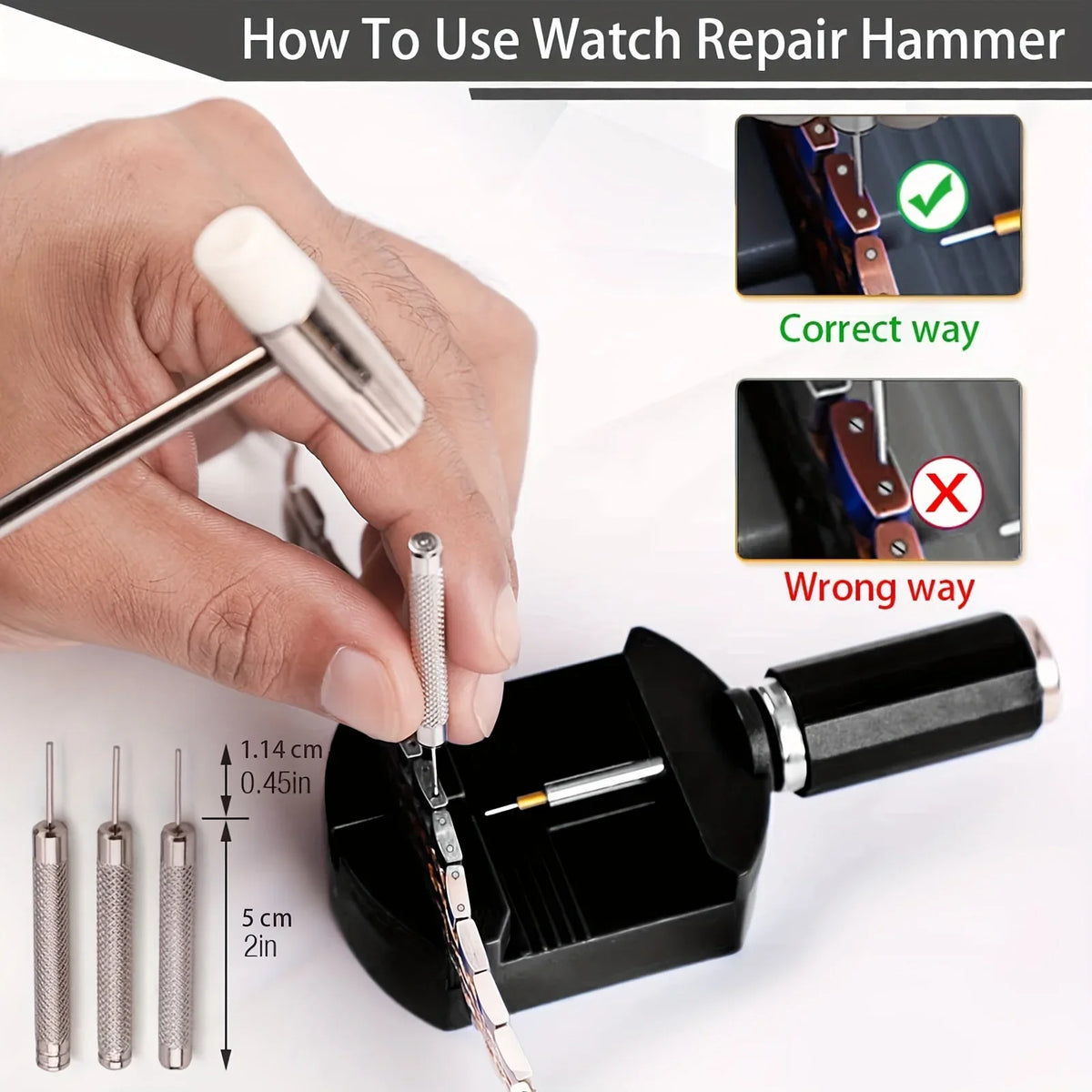 Watch Link Removal Tool Kit, Watch Band Tool Strap Chain Pin Remover Repair Tool Kit for Watch Band Strap Adjustment, Watc