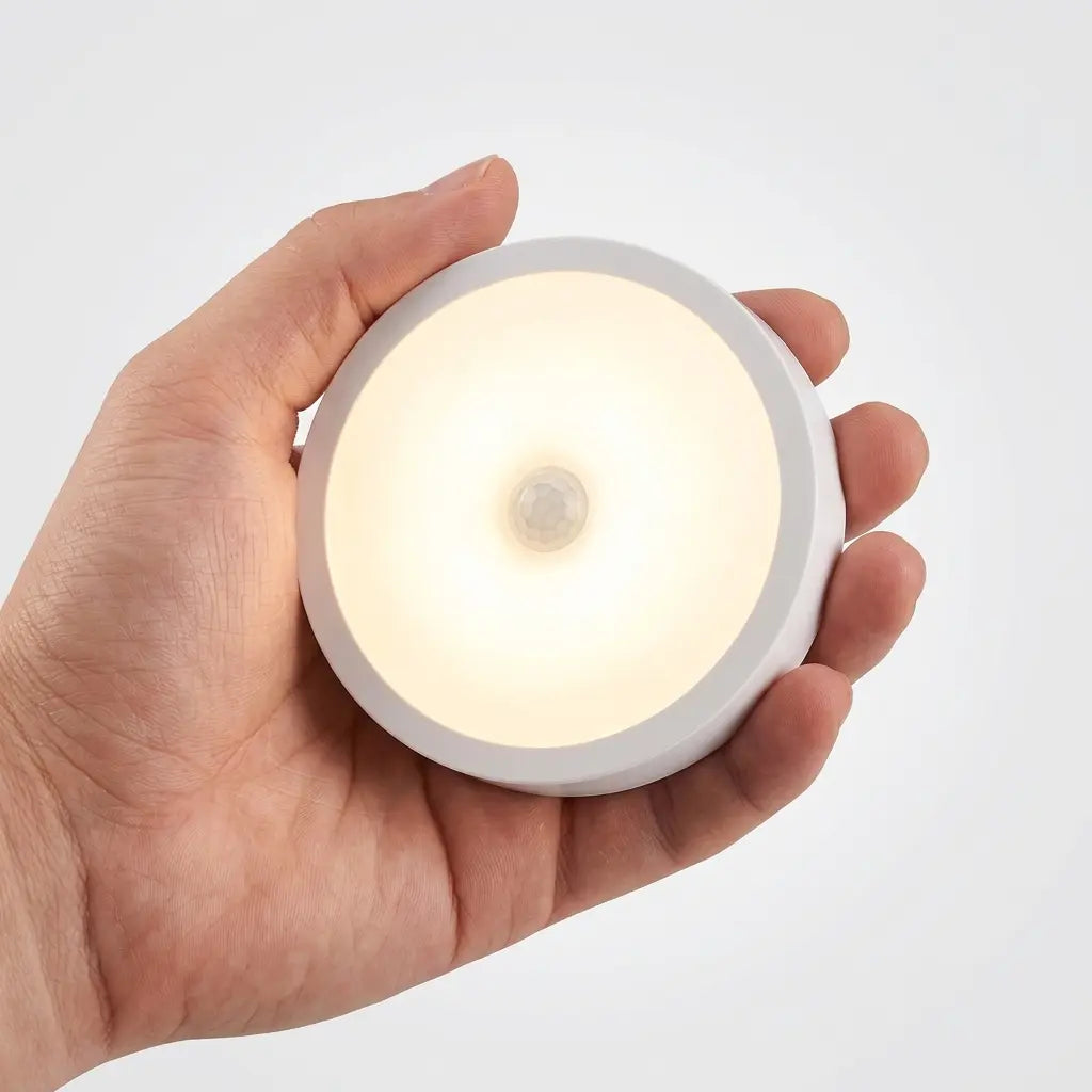 CNPOLOOK Rechargeable Motion Sensor Night Light, 4 Color Modes (Warm White/White/Red/Blue), Dimmable, USB‑C, Magnetic Stick on Light, 120° PIR, 26 Ft Range, OFF/AUTO/ON, Closet Bathroom Hallway Bedside (1 Pack)