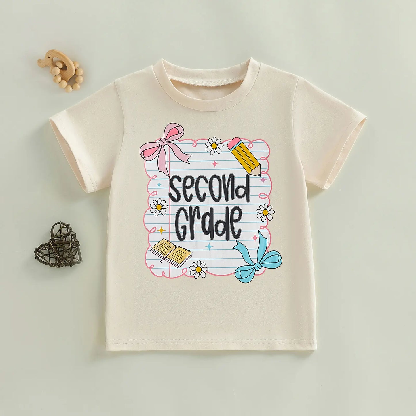 Toddler Baby Little Girl Back to School T Shirts Short Sleeve Grade Print Casual Summer Tops 4-11 Years