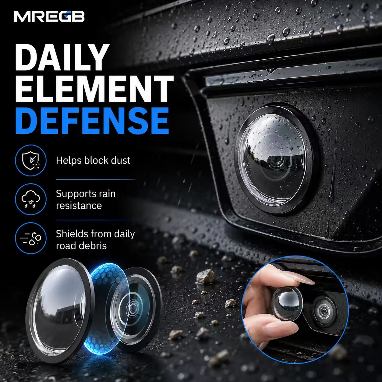MREGB Car Camera Lens Cover. Universal 360 Panoramic View Rearview Mirror Style Backup Camera Protector. Weatherproof Anti-Scratch Reverse Parking Camera Guard Shield. Essential Auto Exterior Accessory for All Vehicles.