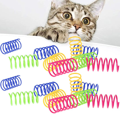 Cat Spring Toys, 16/80 Pack Cat Spiral Springs for Indoor Cats, Colorful & Durable Plastic Spring Coils Attract to Swat, Bite, Hunt, Interactive Toys for Kittens