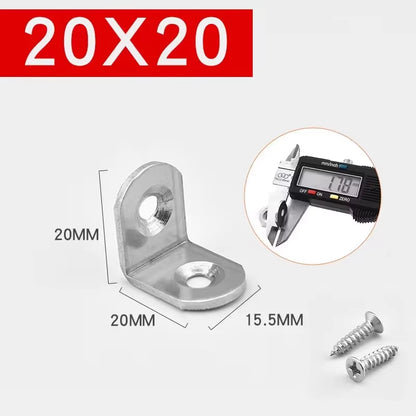 Stainless Steel 90 Degree Angle Bracket Corner Brackets Joint Bracket Fastener Furniture Door Cabinet Screens Wall with Screws