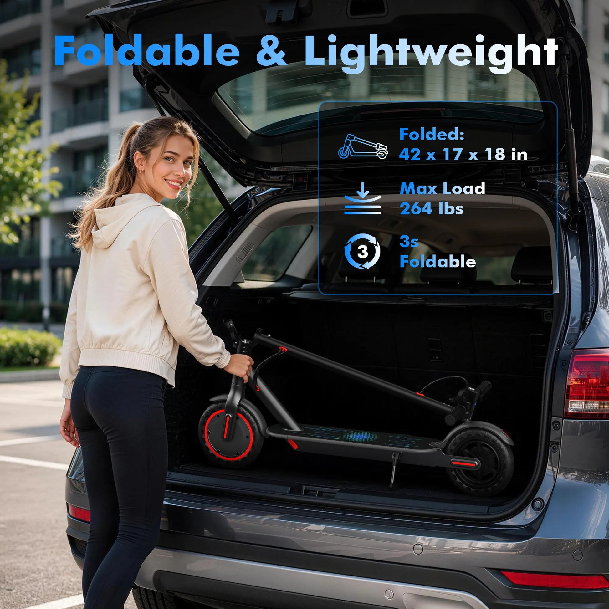 【Aopo】Electric Scooter - 350W Motor, 36V Battery, 19Mph Max Speed, 4-Speed, 12-15 Mi Range, App-Controlled, Dual ABS Brakes, Portable Foldable, Fitness for Everyone, Ideal Gift for Family & Friends