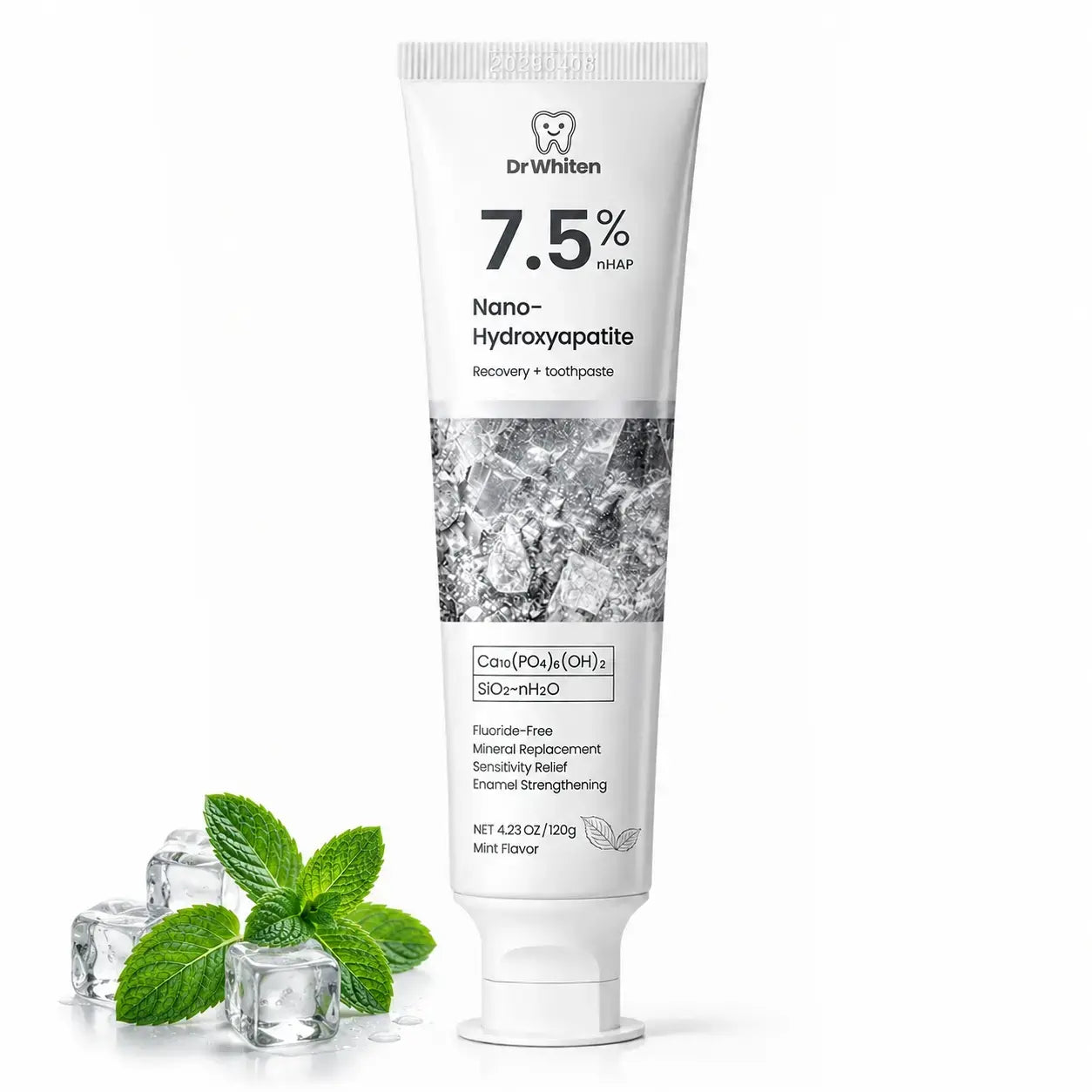 Drwhiten Nano Hydroxyapatite Toothpaste – 7.5% Nhap Fluoride-Free Enamel Repair & Sensitivity Relief, Whitening Toothpaste, Mint Flavor, 4.23 Oz