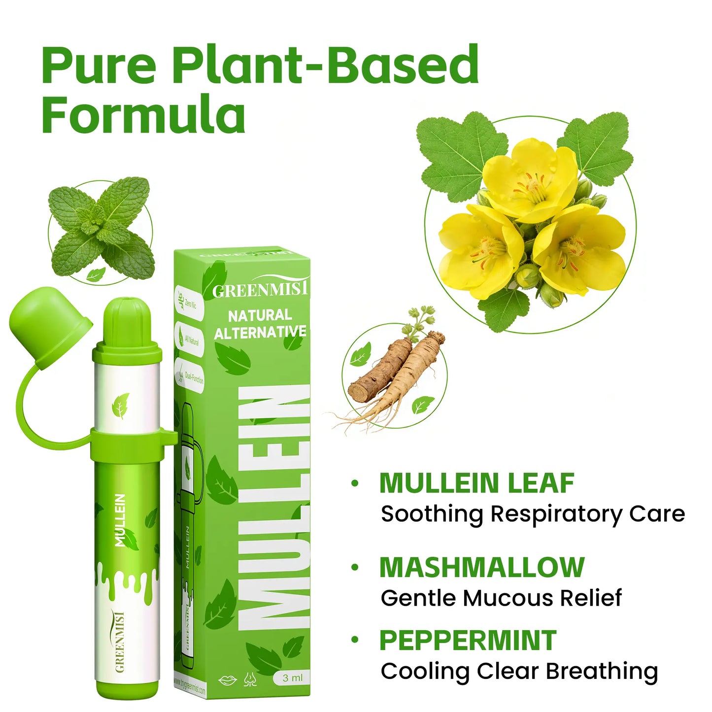 Greenmist Disposable Nasal Inhaler Stick, Portable Essential Oil Aromatherapy Relief for Alternative Health & Wellness