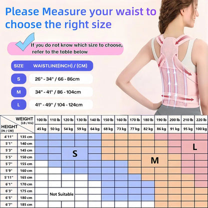 Women'S Adjustable Full Back Posture Corrector Brace, Breathable Posture Belt, Posture Strap Support for Shoulder Stretch, Spine Alignment, Upper and Lower Back Pressure Relief, Waist Trimmer Belt for Healthcare, Posture Straightener