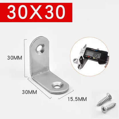 Stainless Steel 90 Degree Angle Bracket Corner Brackets Joint Bracket Fastener Furniture Door Cabinet Screens Wall with Screws