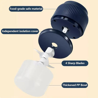 Electric Garlic Crusher, 300ML Cordless Rechargeable, Blue | Portable Mini Food Processor, Vegetable Chopper, for Garlic Onion Ginger Chili Nuts Fruit Meat