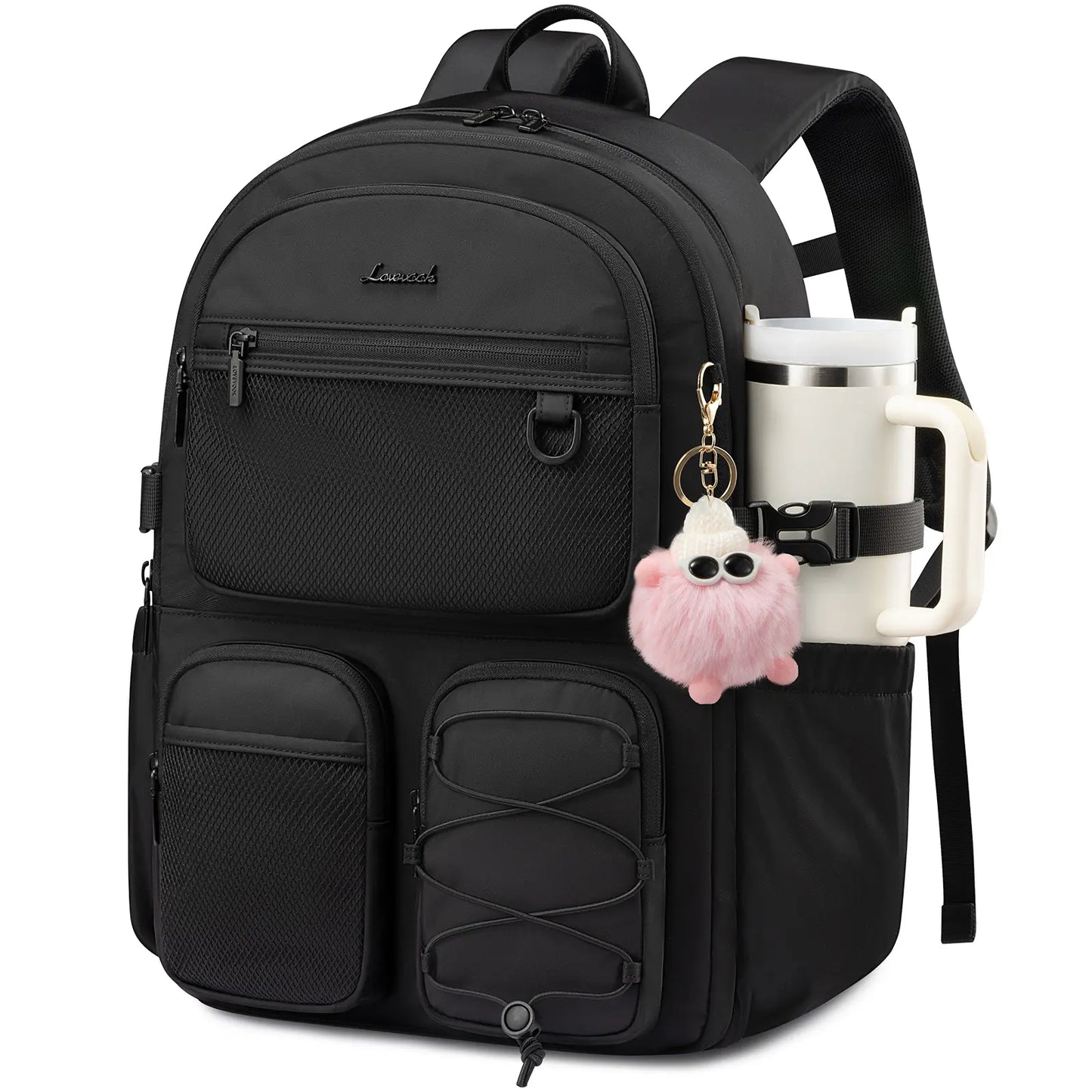 LOVEVOOK School Backpack for Teen Girls, Student Cute Bookbag Purse for Middle High School, 15.6 Inch Laptop Kid Backpack Back to School with Large Cup Holder, College Travel Bag