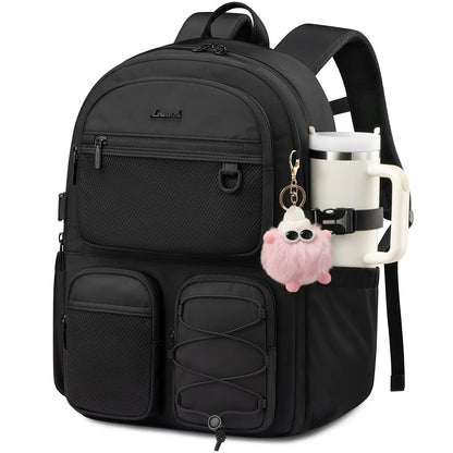 LOVEVOOK School Backpack for Teen Girls, Student Cute Bookbag Purse for Middle High School, 15.6 Inch Laptop Kid Backpack Back to School with Large Cup Holder, College Travel Bag