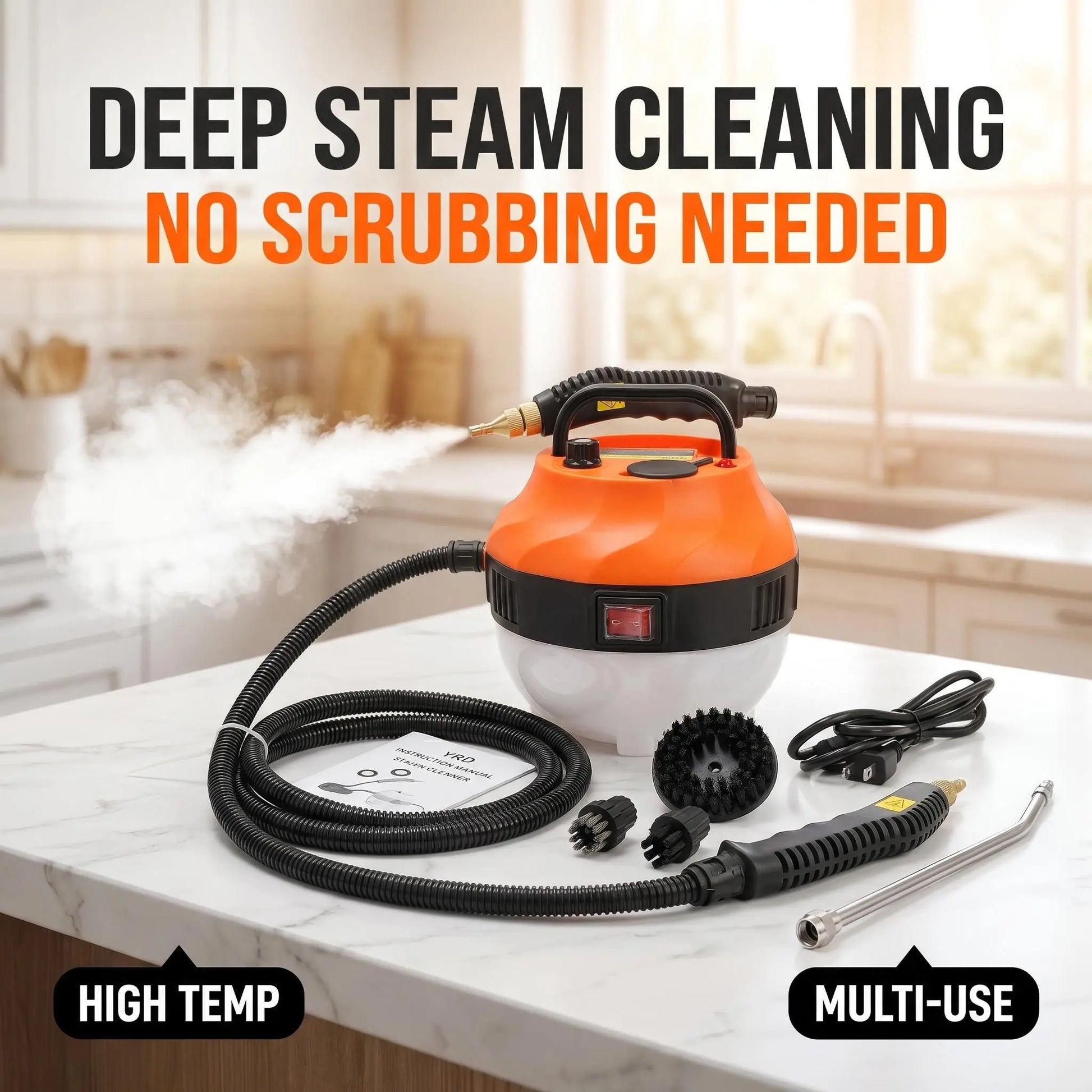 High Temp Portable Steam Cleaner - Multi-Use Antibacterial Deep Cleaning Machine with Multiple Accessories, No Scrubbing Needed, for Home & Car Use, Cleaning Tools