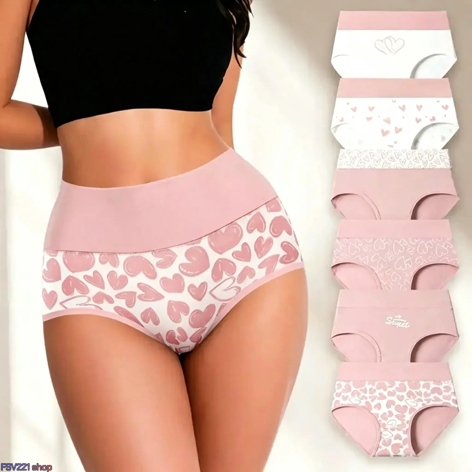 Women'S Cotton Panties 6-Pack, High Waist Printed Briefs with Tummy Control, Comfy Lingerie for Everyday & Postpartum Wear