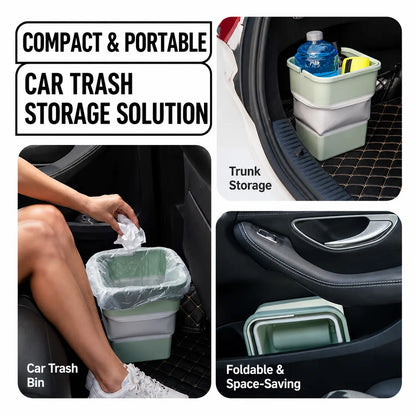 Collapsible Car Trash Can with Hidden Trash Bag Storage, Compact Folding Garbage Bin for Car, Camping, Picnic, Beach, Drinks and Small Items