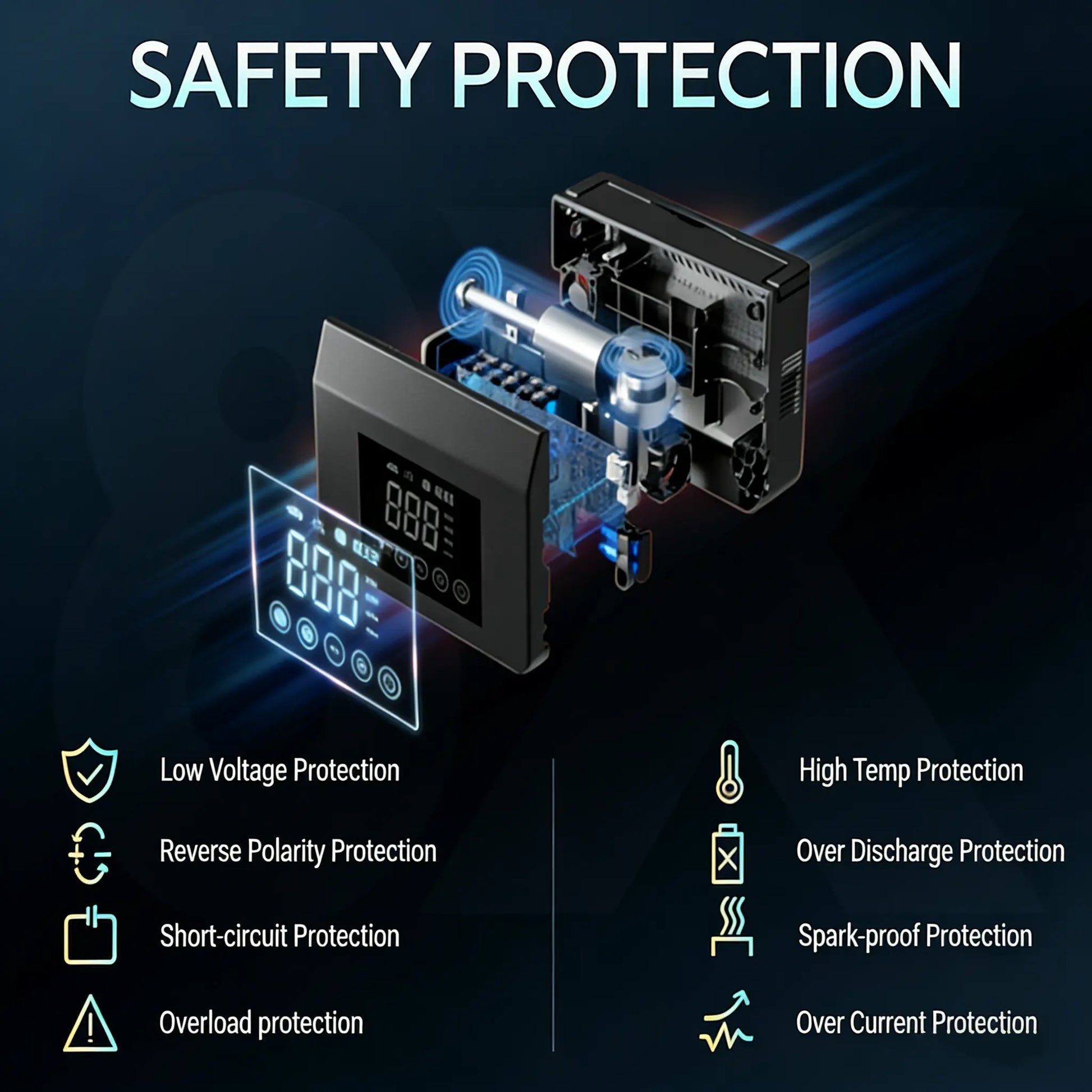 【Hieha】2026 Upgraded Cooling Fan & Motherboard|Portable Car Jump Starter 4000A Ultrasafe with 150PSI Tire Inflator, Diesel Engines, 15000Mah Power Bank, LED Light,Genuine Version|