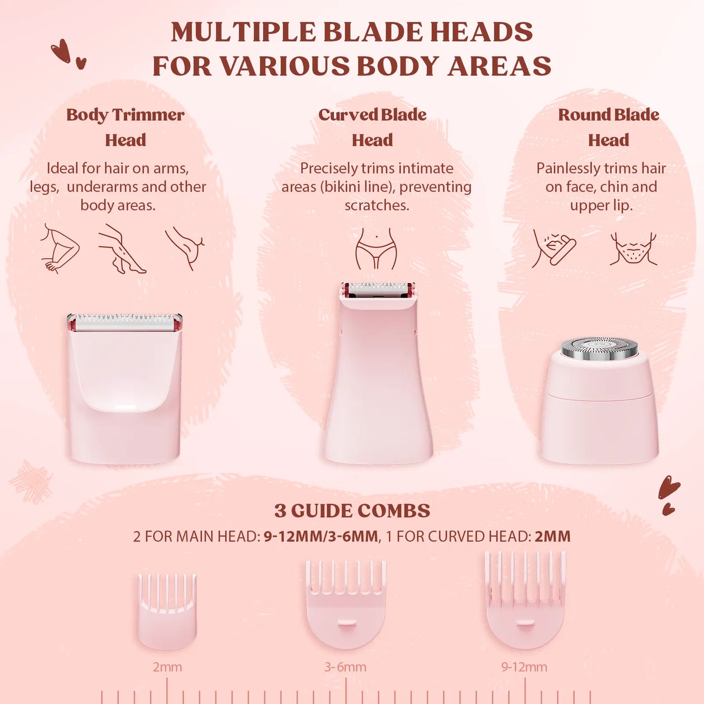 3-In-1 Women'S Electric Shaver & Bikini Trimmer | Painless Wet/Dry Hair Removal, IPX6 Waterproof, 120-Min Battery