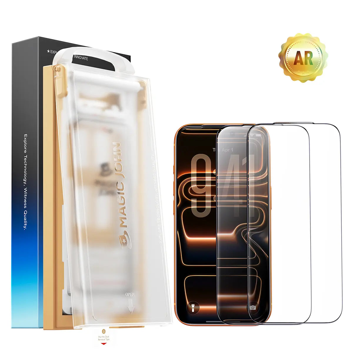 MAGIC JOHN AR Anti-Glare HD Screen Protector for Phone, Outdoor Sunlight Clear Viewing | Ultra-Thin Black Border Full Coverage | 3D Curved Edge Smooth Touch | Earpiece Dust Protection | Scratch & Impact Resistant | AR Clarity / 28° Privacy Options