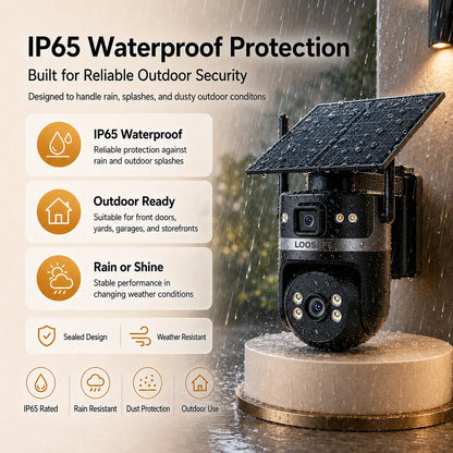 4G LTE Cellular Solar Security Camera, Dual Lens 2K HD Video, No Wifi Needed, Motion Activated, Color Night Vision, 4G Data Card Included, Outdoor CCTV for Remote Areas, Solar Powered with Easy Setup