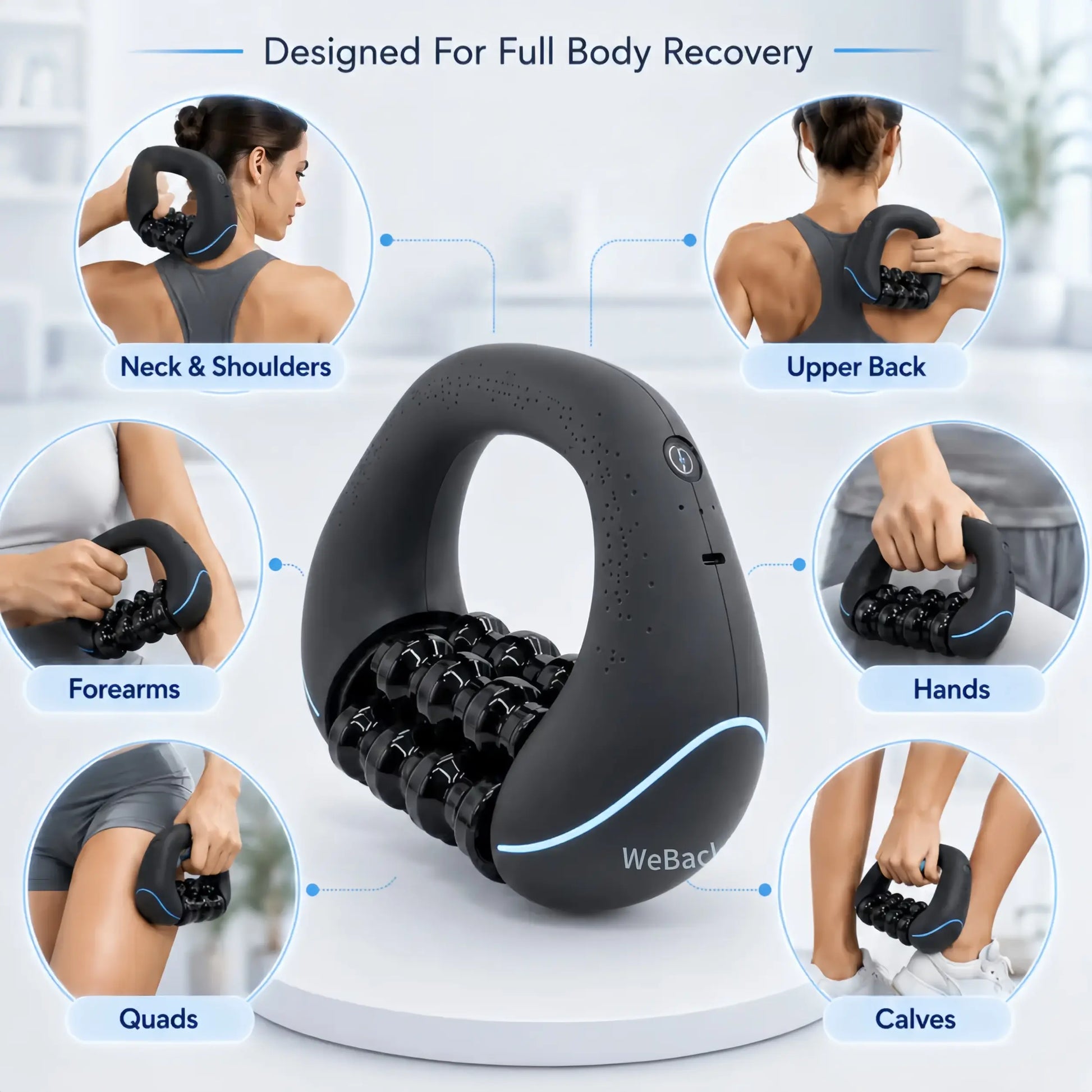Summerwins Handheld Electric Rolling Massager, 3-Speed Rotating Full-Body Massage Tool for Neck, Back, Shoulders, Arms and Legs, Relaxation Gift, Party Gift and Home Use
