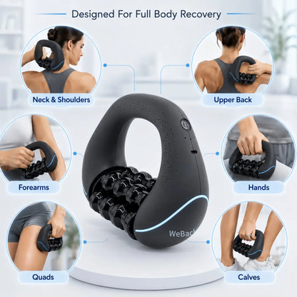 Summerwins Handheld Electric Rolling Massager, 3-Speed Rotating Full-Body Massage Tool for Neck, Back, Shoulders, Arms and Legs, Relaxation Gift, Party Gift and Home Use