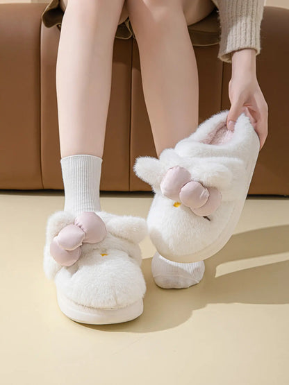 Women'S Winter Indoor Cotton Slippers, Cartoon Cat Design, Thick Sole Cute Two-Way Plush Slipper, Warm Indoor Footwear, Cozy Home Footwear for Women, EVA Slippers, Fluffy House Slippers