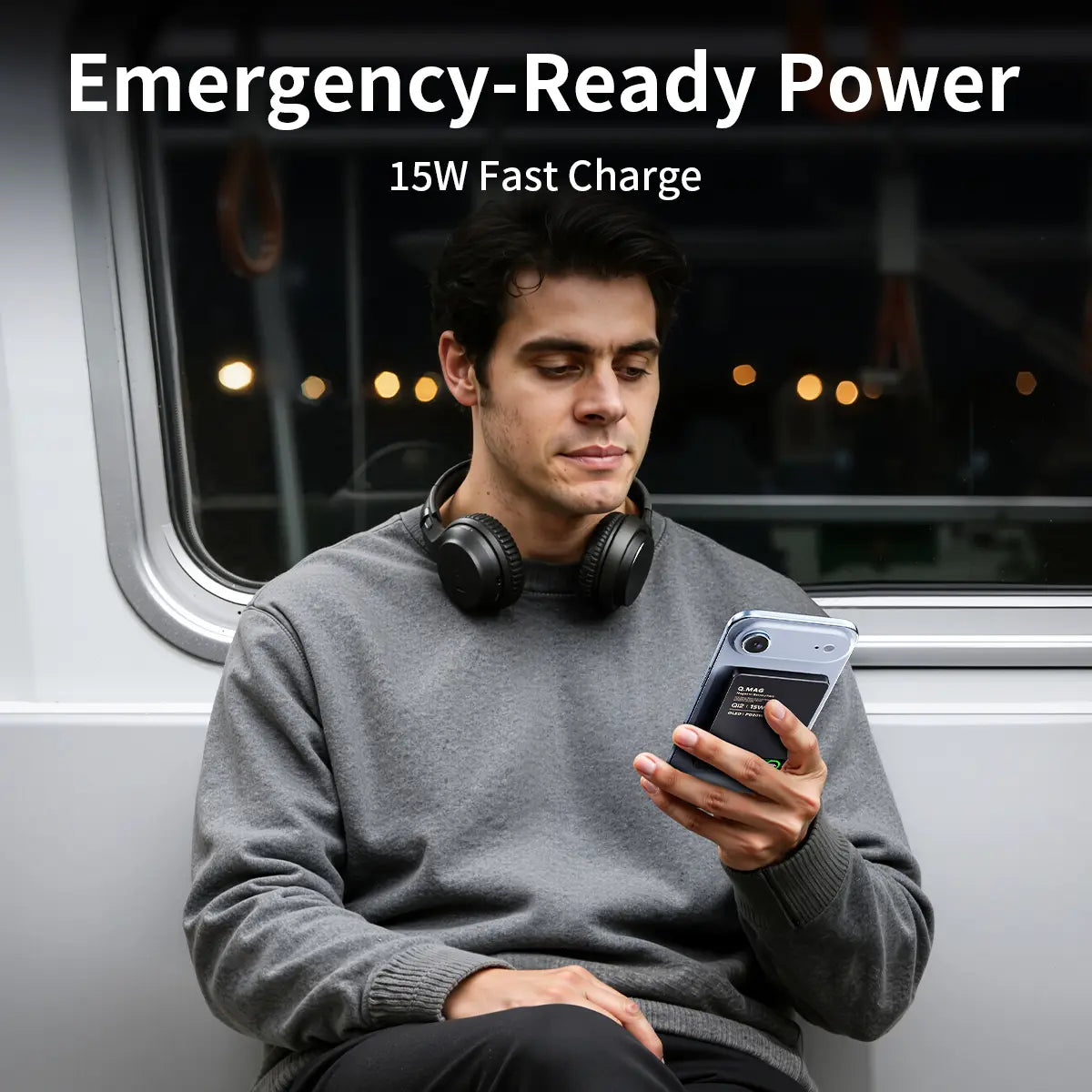 Magnetic Magsafe Portable Wireless Charger Power Bank, 15W Fast Charging 5000/10000Mah 0.35In Ultra Slim Card-Style Compact Aluminum Charger with USB-C Cable, Compatible with Iphone, Android Mobile Devices, Wireless Earbuds, Electronics Accessories