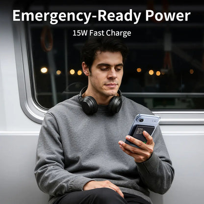 Magnetic Magsafe Portable Wireless Charger Power Bank, 15W Fast Charging 5000/10000Mah 0.35In Ultra Slim Card-Style Compact Aluminum Charger with USB-C Cable, Compatible with Iphone, Android Mobile Devices, Wireless Earbuds, Electronics Accessories