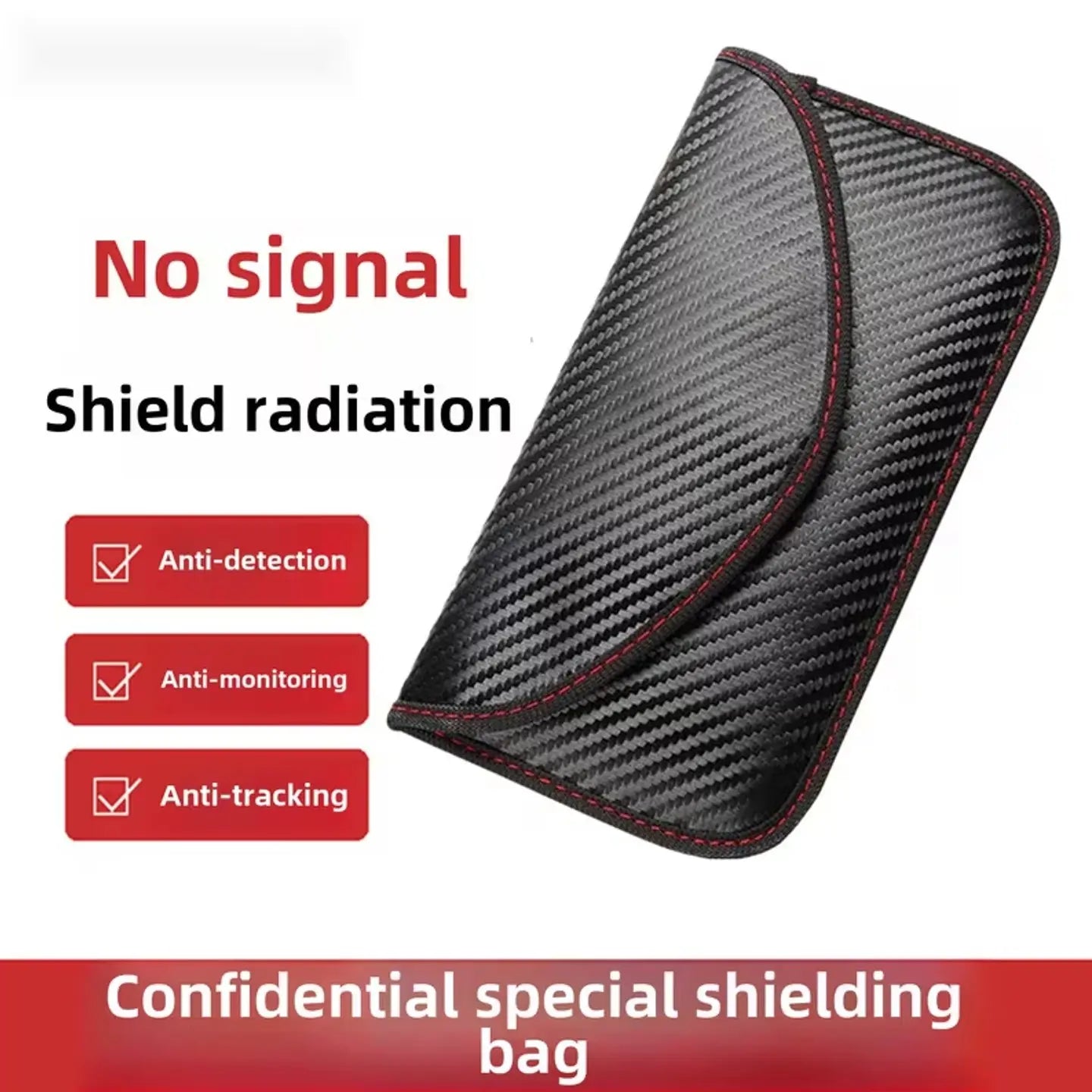 Faraday Bag for Key Fob & Cell Phone, 8.3X4.3In Compact Size Rfid Protection Special Shielding Signal Blocking Pouch, Durable Waterproof Design Anti-Theft Security Case, Carbon Fiber Material