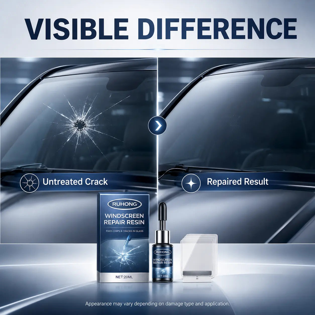 Car Windshield Crack Repair Kit Nano Glass Repair Fluid for Chips Cracks Star-Shaped Bulls-Eye Quick Fix Auto Glass Window Mirror Repair Resin Clear View