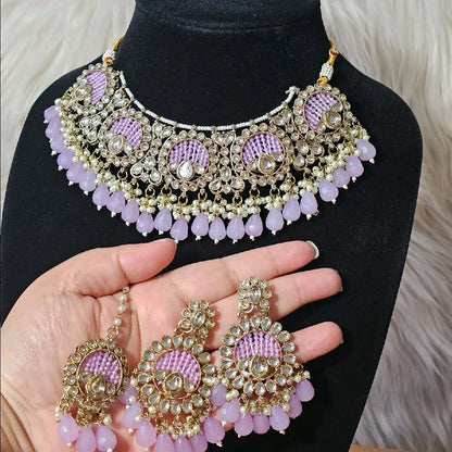 Traditional Indian Pakistani Desi Necklace Earrings Tikka Set