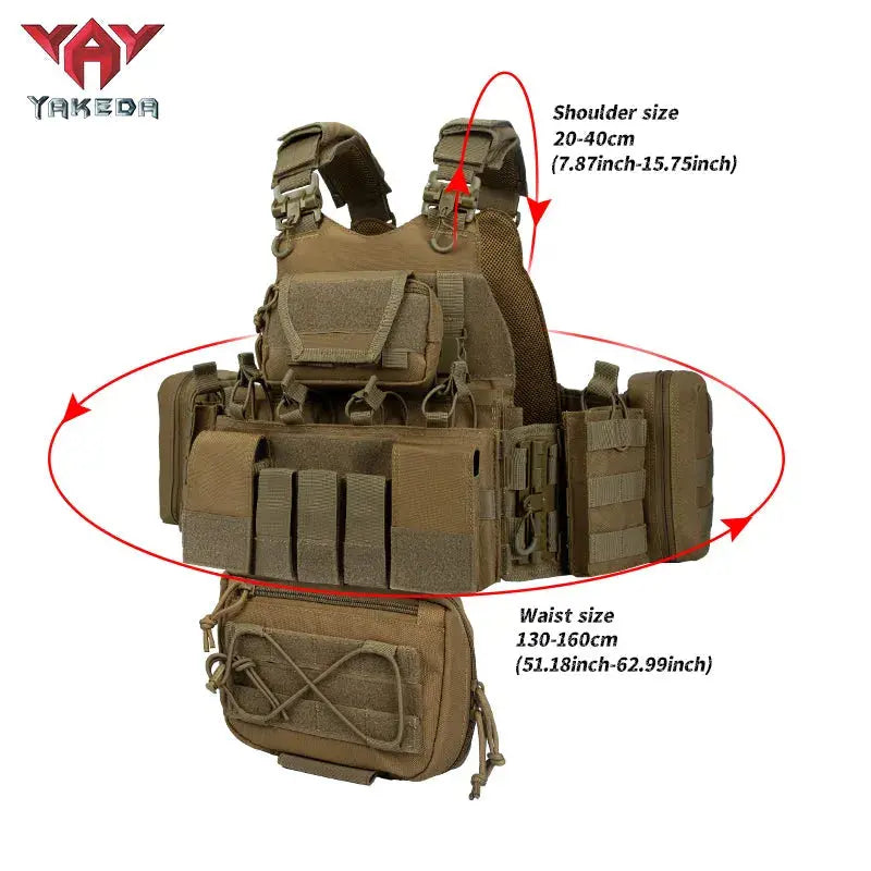 YAKEDA VT-8832TB Tactical Lightweight Tactical Chest Vest - Summer Outdoor Camouflage Equipment with Multiple Pockets, Multifunctional Protective Gear