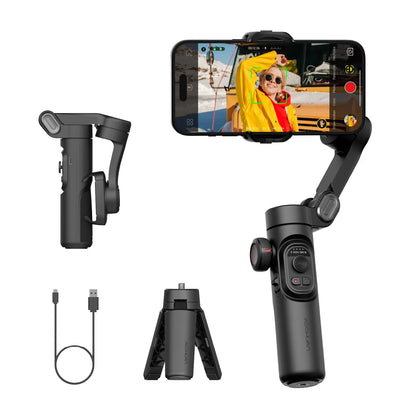 AOCHUAN 3-Axis Gimbal Stabilizer for Smartphone, Gimbal W/Rgb Magnetic Fill Light Upgraded Face Tracking Focus Wheel Foldable Iphone Gimbal for Iphone/Android Phone Gimbal Vlog Recording Smart XE-3