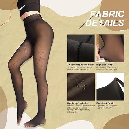 Fleece Lined Tights,Women Fake Translucent Warm High Waisted Pantyhose Sheer Thick Winter Tights, Fleece Lined Tights
