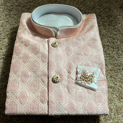 Mens Jacket Kurta with Brooch Pin