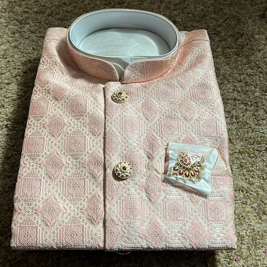 Mens Jacket Kurta with Brooch Pin