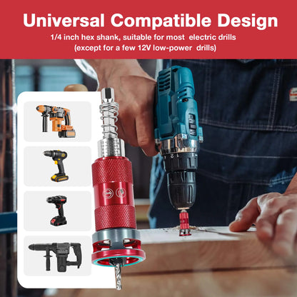 Quick Adjust Countersink Drill Bit Set with Aluminum Depth Stop Collar 5 Replaceable HSS M2 Bits 1/4 Inch Hex Shank Woodworking Tool for Hardwood and MDF
