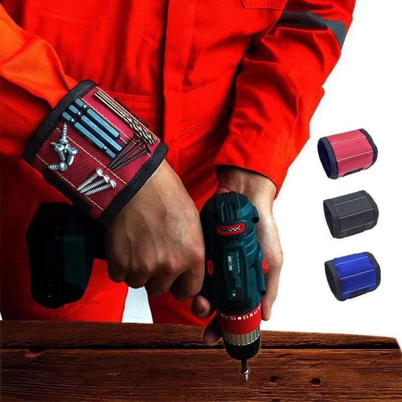 Magnetic Wristband for Holding Screws Nails Drilling Bits Wrist Tool Holder Belts with Strong Magnets Five Rows of Ten Magnets