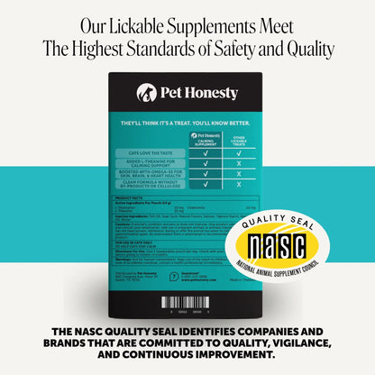 Pet Honesty Squeezables Calming Supplement Lickable Purees for Cats with Real Salmon, 20 Pouches