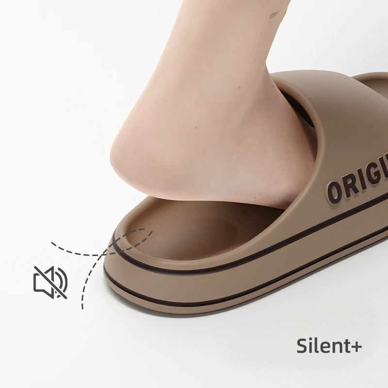Feslishoet Women Letter Slippers Beach Slides Solid Color Mens Thick Sole Indoor Bathroom anti Slip Shoes Summer Couple Sandals