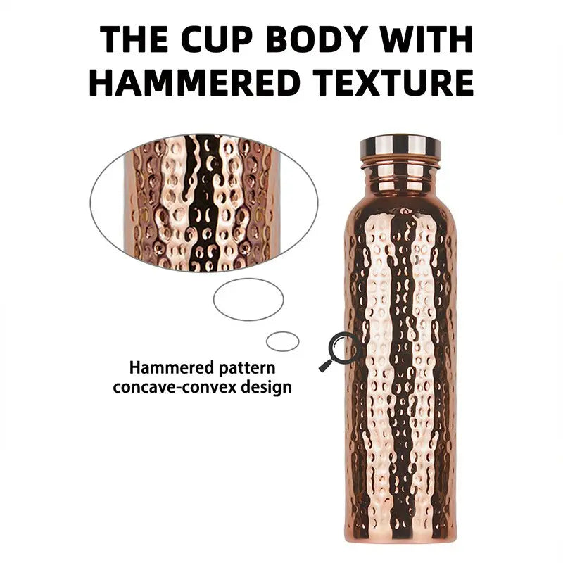 Copper Water Bottle Drinking Hammer, Handmade Stainless Steel Travel Cup, Hiking Water Bottle, Sports Bottle, 27 Ounces, Durable and Portable Design, Perfect for On-The-Go Use