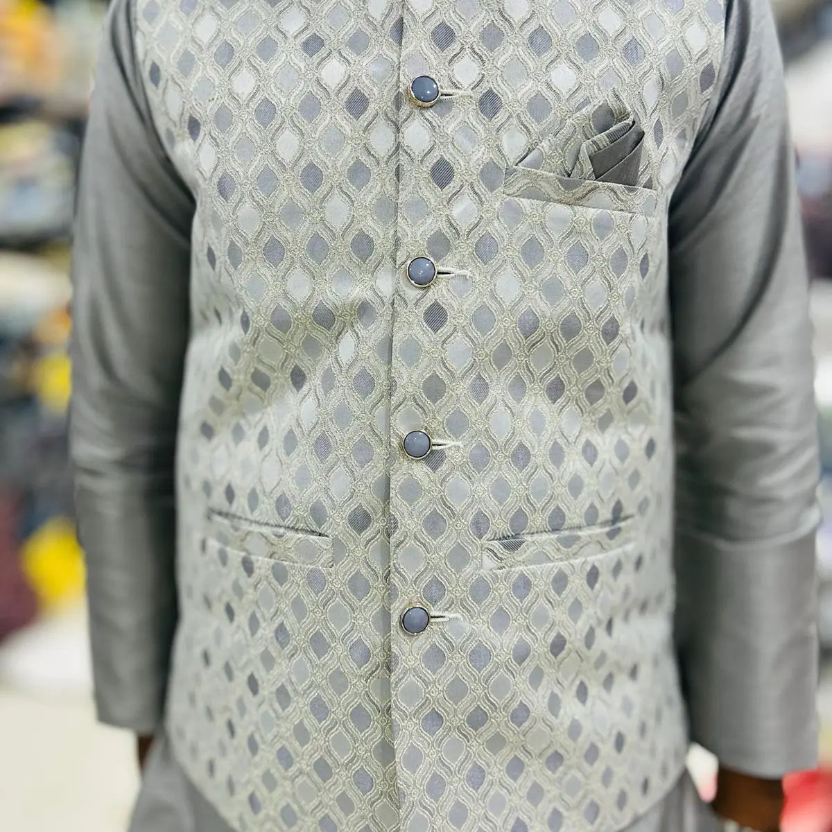 Mens Jacket Kurta Set