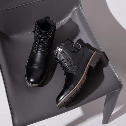 Men'S Boots Casual Dress Boots for Men Brown Boots Mens Motorcycle Combat Ankle Oxford Boots