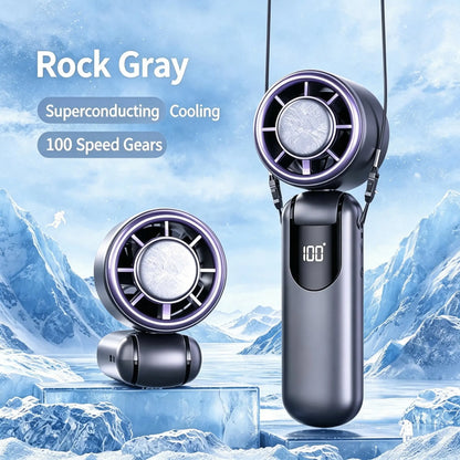 4-In-1 Portable Handheld Turbo Fan, 21,000 RPM Powerful Airflow, 12H Runtime, Digital Display, 120° Foldable Personal Mini Desk Fan for Travel, Home, and Office Summerwins
