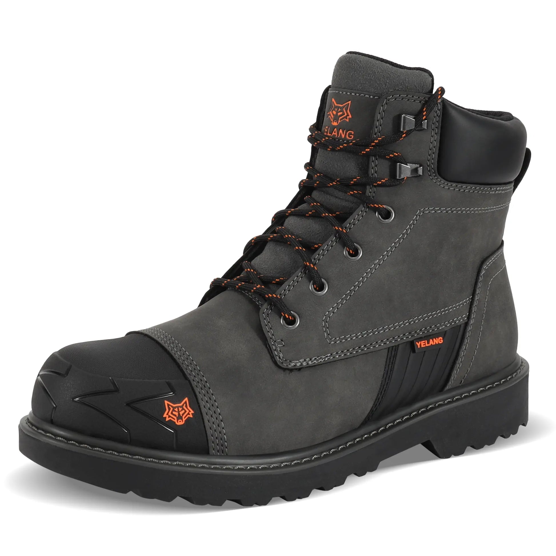 Waterproof Steel Toe Boots for Men-6" Leather Work Boots Indestructible Construction Boots Slip Resistant Safety Boots
