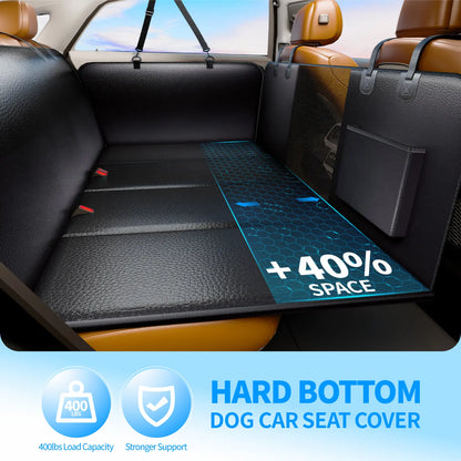 Dog Car Seat Cover with Hard Bottom, 400Lbs Capacity Heavy-Duty PU Leather Waterproof Hammock for Cars, Suvs, Trucks