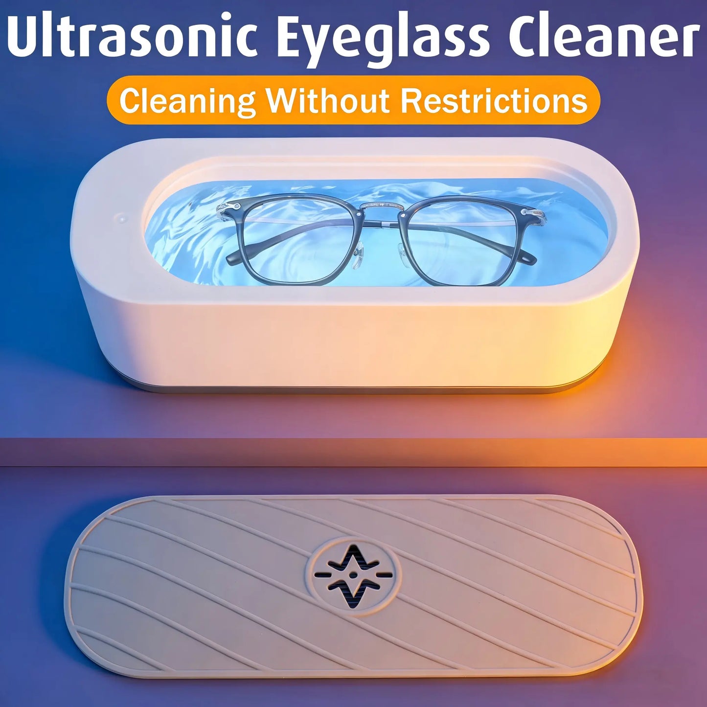 Ultrasonic Jewelry Cleaner 48Khz 24W Sonic Cleaner for Rings, Eyewear, Watch Straps and More - Portable Home & Travel Use
