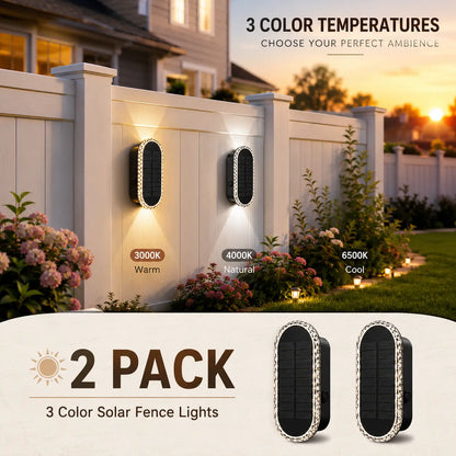 DERAYSION Solar Wall Lights Outdoor up down Dual-Lens, 2/4/6/10 Pack, Warm White + 7 Fixed RGB Colors & Cycle Mode, IP65 Waterproof Solar Fence Lights for Patio Garden Yard