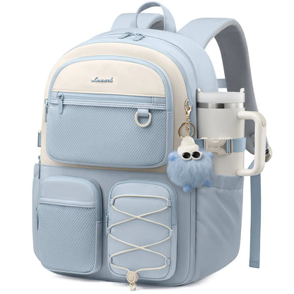 LOVEVOOK School Backpack for Teen Girls, Student Cute Bookbag Purse for Middle High School, 15.6 Inch Laptop Kid Backpack Back to School with Large Cup Holder, College Travel Bag