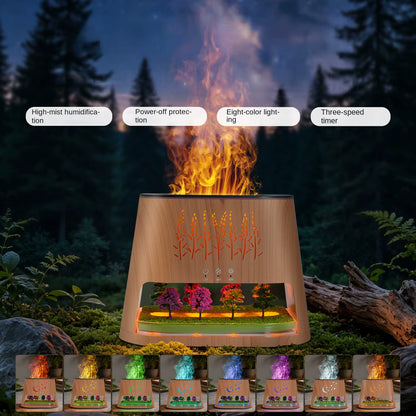 2026 New 260Ml Simulated Flame Landscape Ultrasonic Humidifier USB Aroma Diffuser Color Changing Lights Dry Skin Hotel Electric