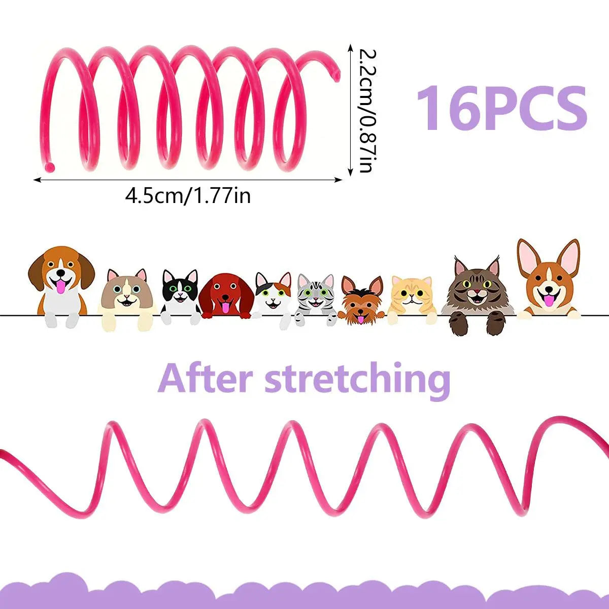 Cat Spring Toys, 16/80 Pack Cat Spiral Springs for Indoor Cats, Colorful & Durable Plastic Spring Coils Attract to Swat, Bite, Hunt, Interactive Toys for Kittens