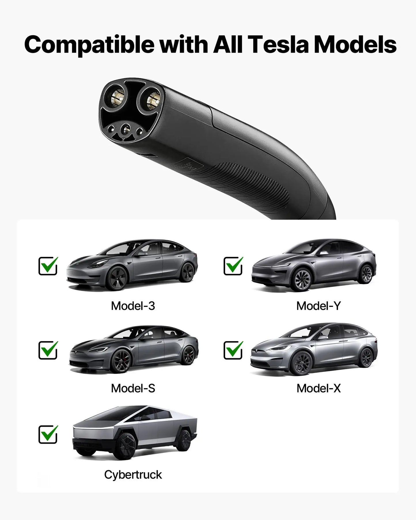 【Summerfinds】Vevor Level 1/2 Tesla Charger, 16 Amp, Portable Electric Car EV Charger with 25 Ft Charging Cable, 120V-240V, NEMA 6-20P Plug NEMA 5-15 Adapter, LED Indicator, NACS Connector for Tesla Model Y/X/3/S